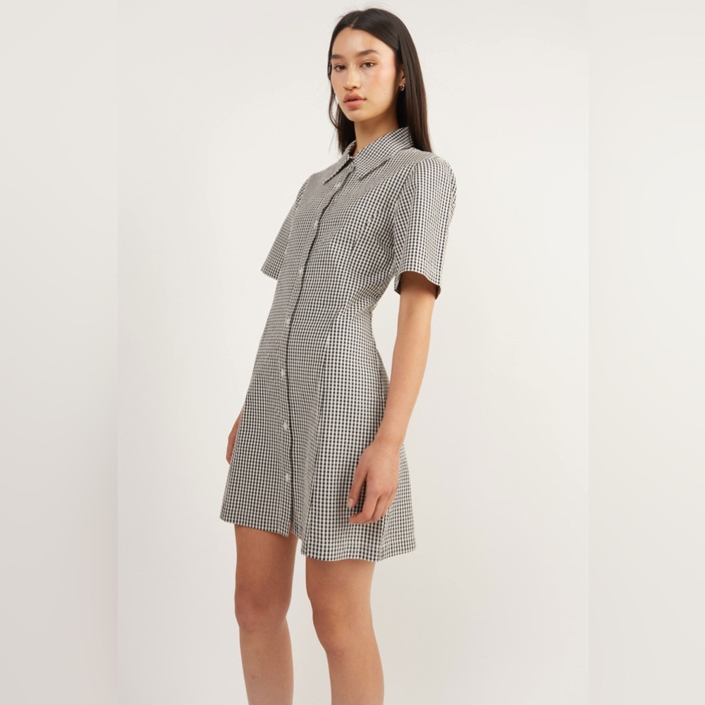 Oak and Fort COLLARED MINI GINGHAM DRESS